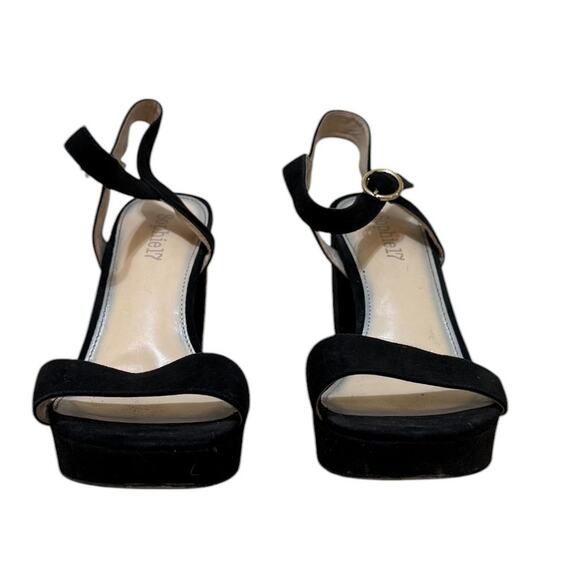 Sophie17 Heels Women 7.5 Black Flora Platform Floral Party Prom Going Out Chunky - Picture 3 of 8